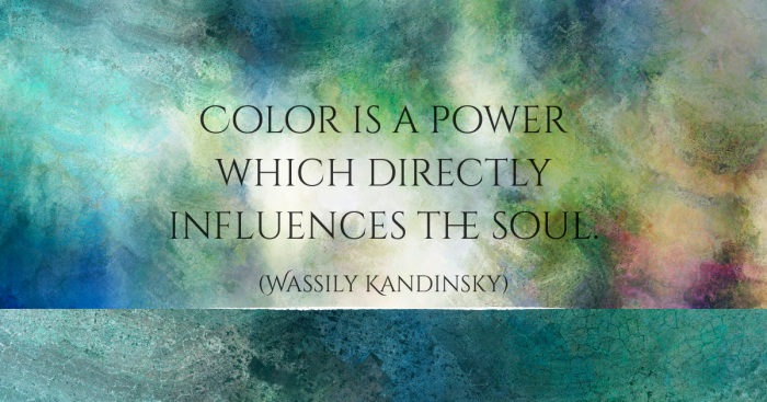 Wassily Kandinsky quote with a background image: Abstract in blue - Linda Cornelius